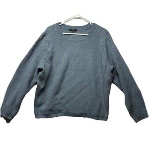 J.CREW Sweater Women Medium Ribbed Stretch Pullover Blue Heavyweight BJ580